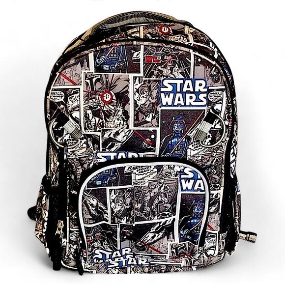 STAR WARS Back Pack Black & White Cartoon Funny Pages POTTERY BARN KIDS NWOT - Picture 1 of 16